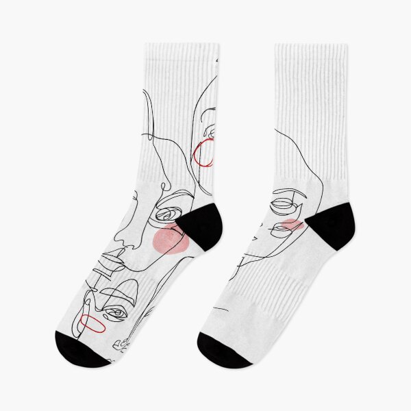 Item preview, Line faces minimalist red cheeks art designed and sold by AznavourByKarin.
