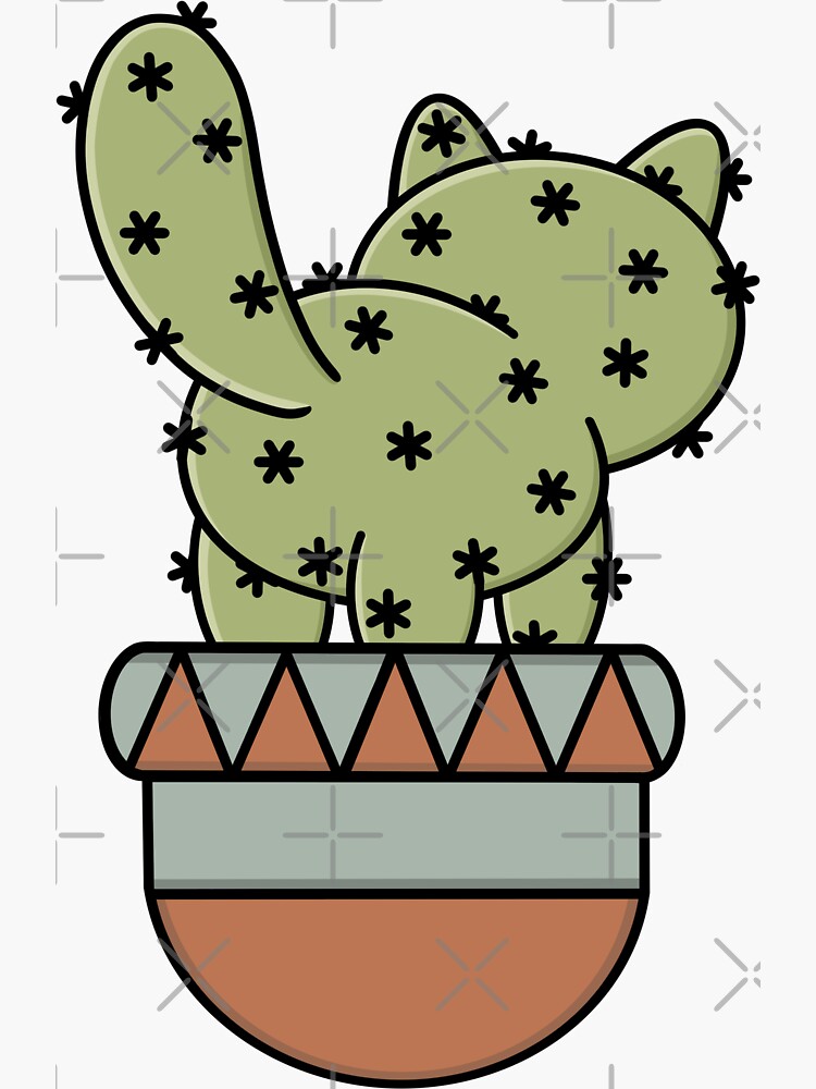 "Catus Cute Cat Cactus" Sticker for Sale by GeekishlyArt Redbubble