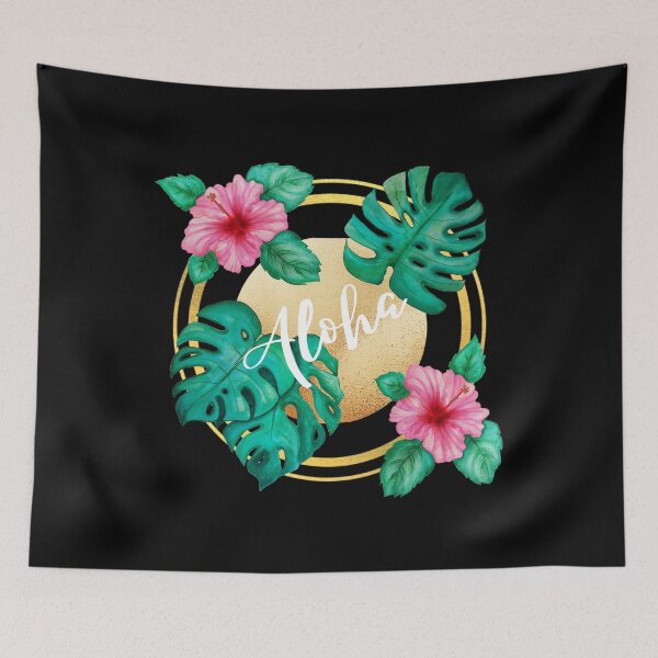 Item preview, Hawaian Aloha summer vibes gold round  designed and sold by editanagy.