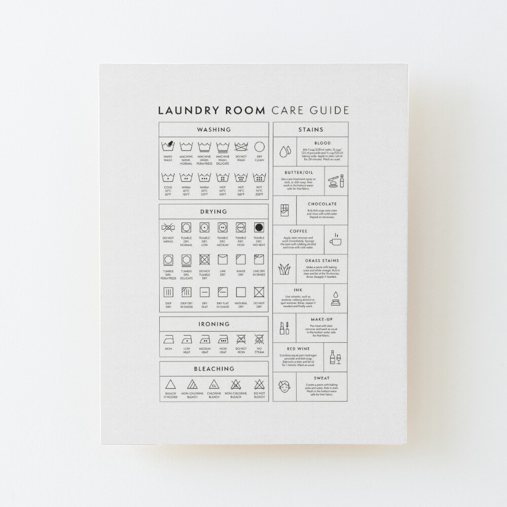 laundry room paper poster laundry care guide