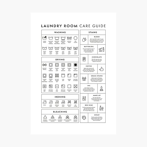 Laundry Room Care Guide Photographic Print