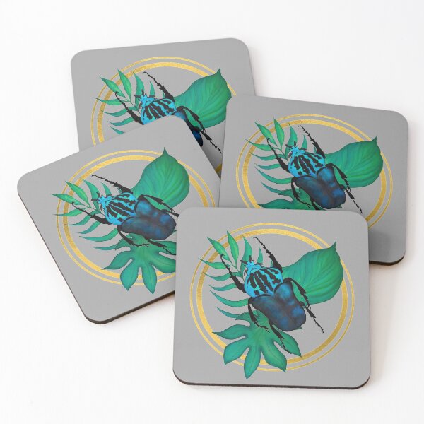 Item preview, Insect bug watercolor with leaves gold  designed and sold by editanagy.