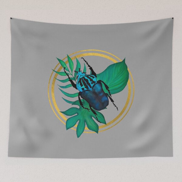 Item preview, Insect bug watercolor with leaves gold  designed and sold by editanagy.