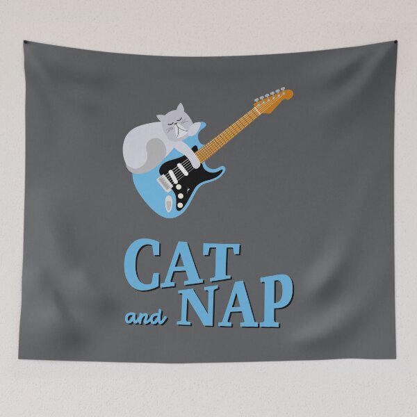 Item preview, Relaxed Cat on Guitar | Persian | Catnap designed and sold by Fluffy-Vectors.