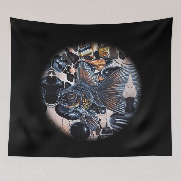 Item preview, Black Moor Goldfish with Black Onyx and Tiger Eye Painting designed and sold by Akvauter.