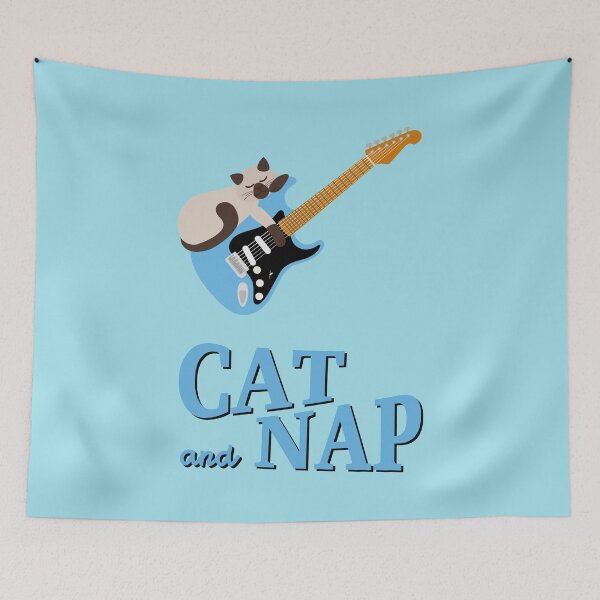 Item preview, Relaxed Cat on Guitar | Siamese | Catnap designed and sold by Fluffy-Vectors.