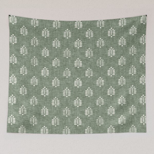 Item preview, block print fern on sage designed and sold by littlearrow.