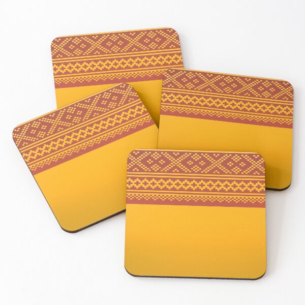 Item preview, norwegian knitting pattern from setesdal in ochre yellow and maroon designed and sold by weilertsen.