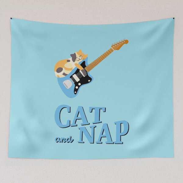 Item preview, Relaxed Cat on Surf Guitar | Calico | Catnap designed and sold by Fluffy-Vectors.