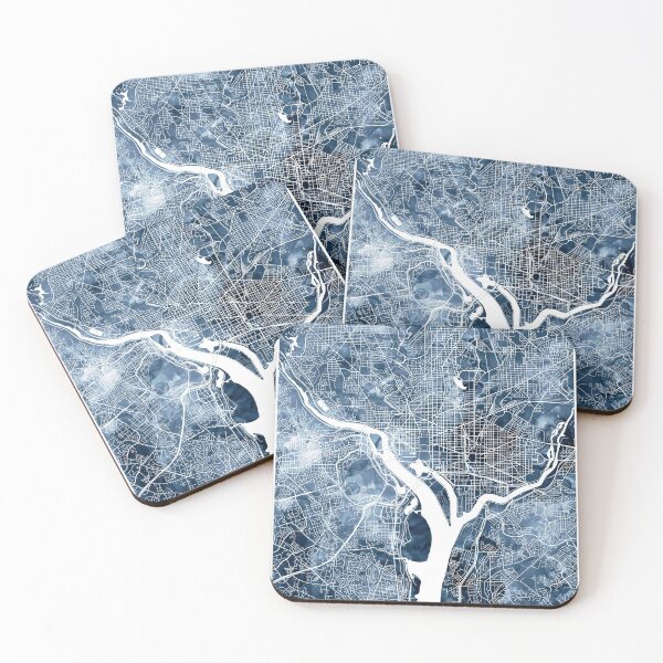 Item preview, Washington DC Map Watercolor Navy Blue by Zouzounio Art designed and sold by zouzounioart.