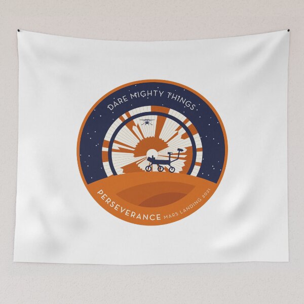 Item preview, Perseverance Rover Mars Landing Parachute orange border wide designed and sold by Markadesign.