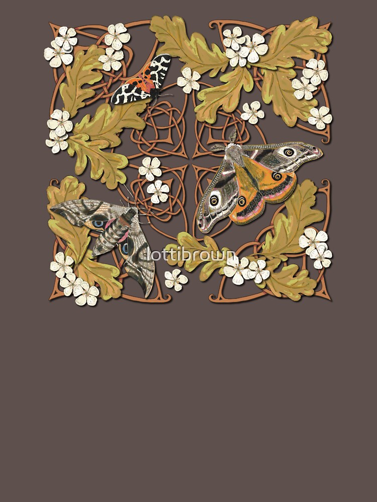 Celtic Moths with Leaves and Flowers by lottibrown