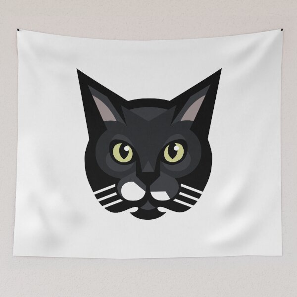 Aperçu de l'œuvre Pumpkin - Black Cat White Mustache créée et vendue par HalpinDesign.