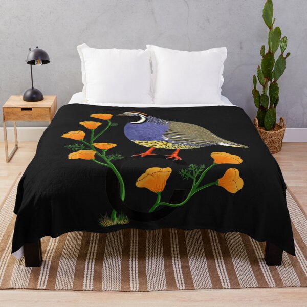 Item preview, California Quail State Bird Californian Poppy Flowers gift TShirt106 designed and sold by etamarapk.