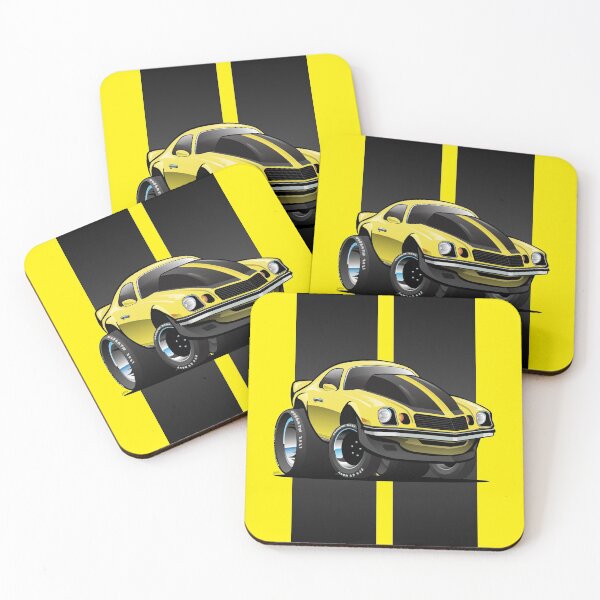 Item preview, Seventies Classic American Muscle Car Cartoon in Yellow and Black designed and sold by hobrath.