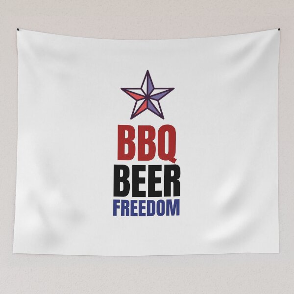 Item preview, BBQ BEER FREEDOM flag star 4th of July  designed and sold by bosilvercat.