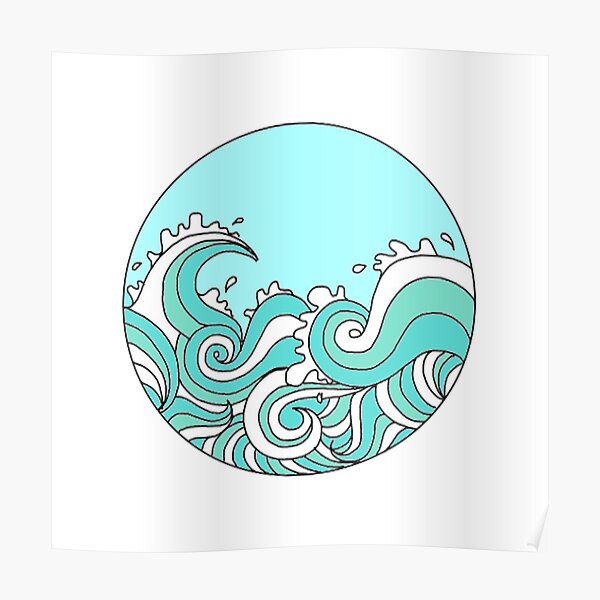 teal wave Poster