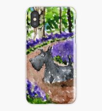 Scottie Dog in Bluebell Woods watercolour iPhone Case