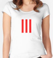 Red and white stripes - Pixel Field Series design Women's Fitted Scoop T-Shirt