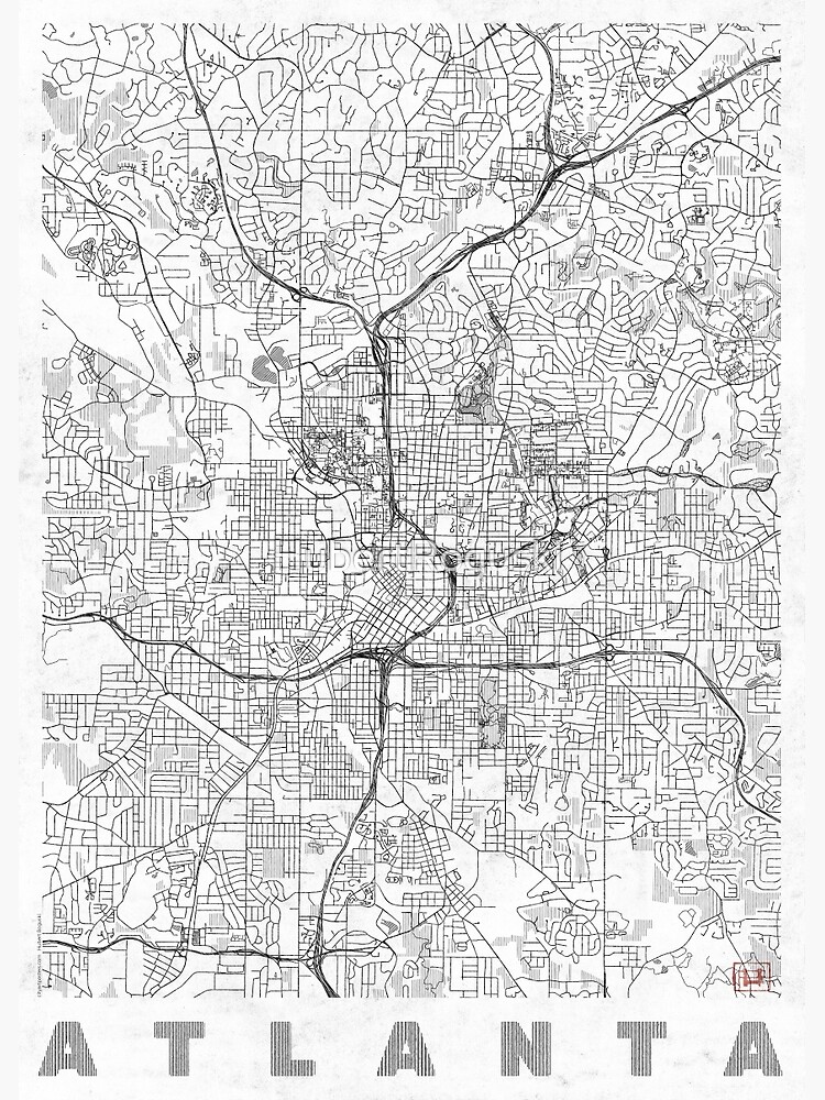 Artwork view, Atlanta Map Line designed and sold by HubertRoguski