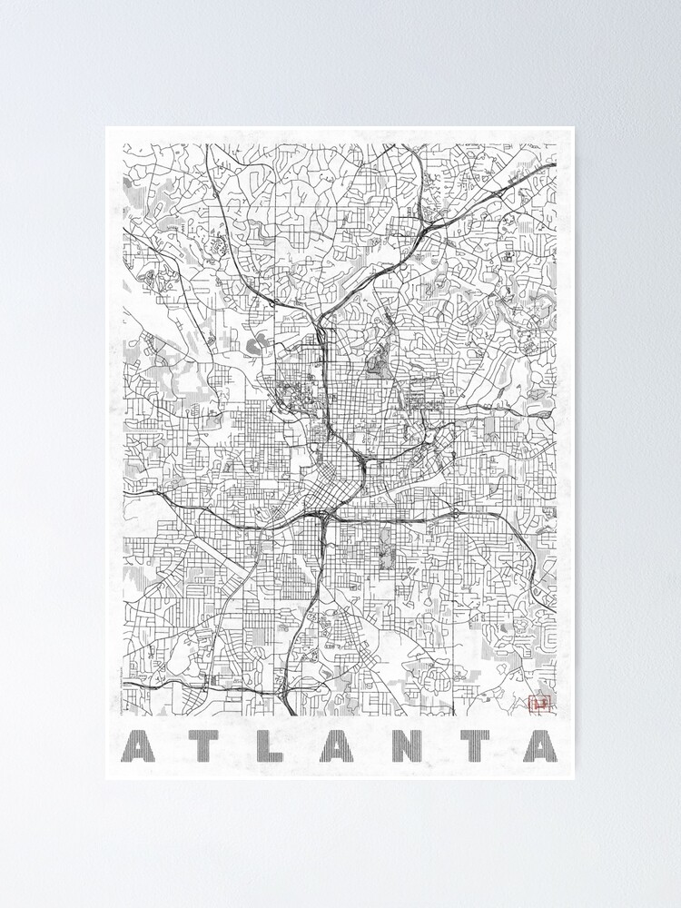 Thumbnail 2 of 3, Poster, Atlanta Map Line designed and sold by HubertRoguski.