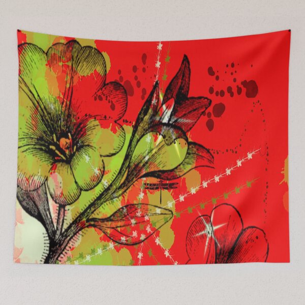 Item preview, Big flowers on red background designed and sold by MAlomarCollage.