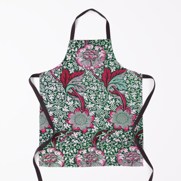 Item preview,  RED PINK GREEN WHITE UNDULATING FLOWER STALKS  AND LEAVES Kennet William Morris Floral Pattern designed and sold by BulganLumini.