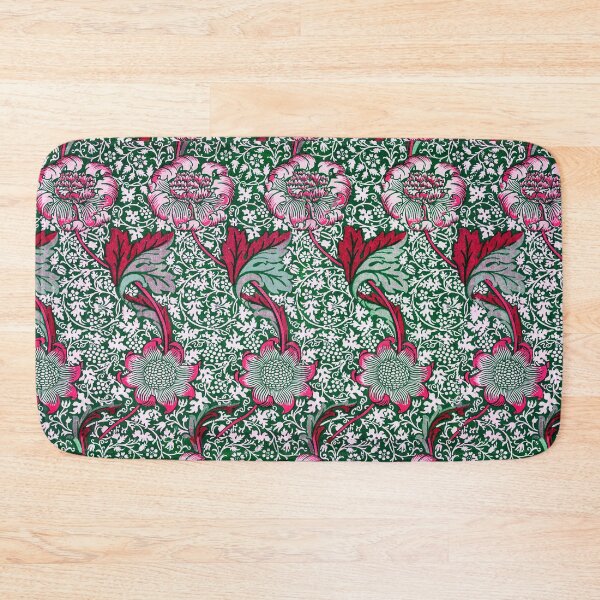 Item preview,  RED PINK GREEN WHITE UNDULATING FLOWER STALKS  AND LEAVES Kennet William Morris Floral Pattern designed and sold by BulganLumini.