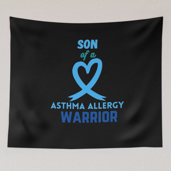 Item preview, son of Asthma and Allergy Awareness Month: son of a asthma allergy warrior, son Asthma Allergy Awareness Blue Ribbon Leopard Buffalo Plaid Heart Family Gift Fitted designed and sold by The Nova Prints .