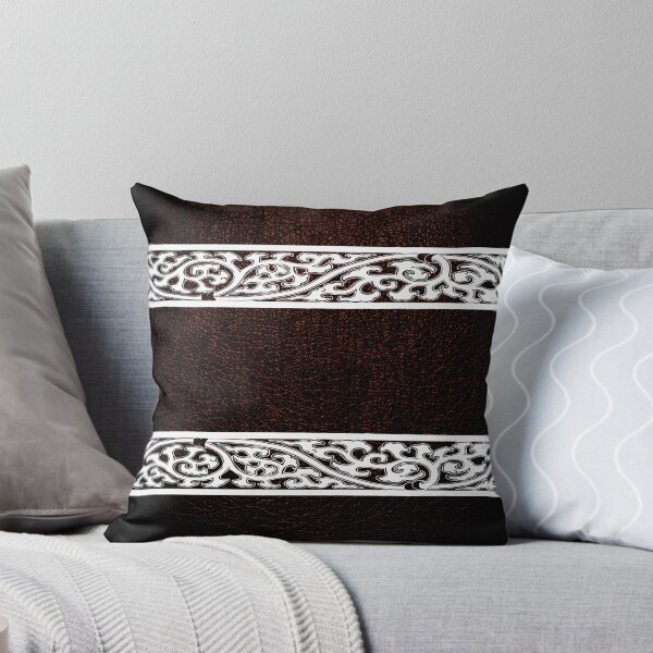 Item preview, Dark Brown Leather Damask Border designed and sold by enhan.