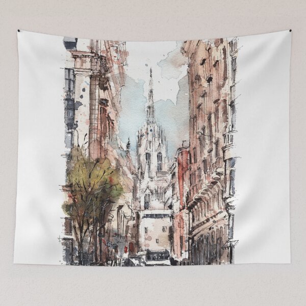 Item preview, Barcelona - Watercolor illustration designed and sold by Andreea Nae.