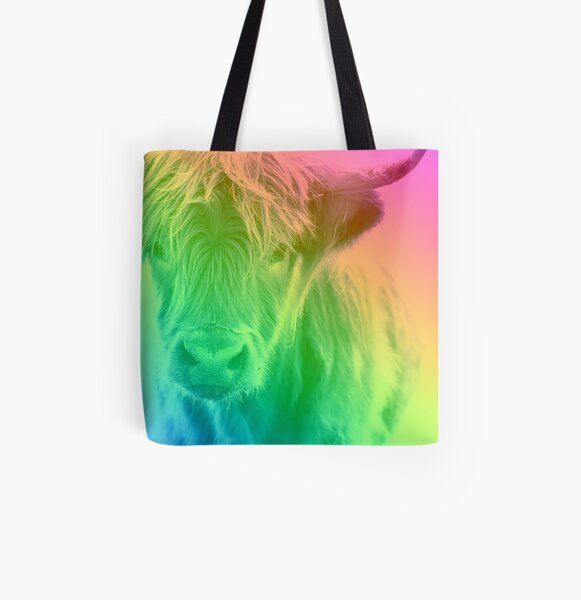 Rainbow Cow All Over Print Tote Bag