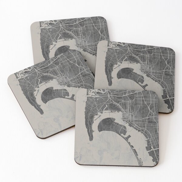 Item preview, San Diego California Gray Artistic Map designed and sold by Interpret108.