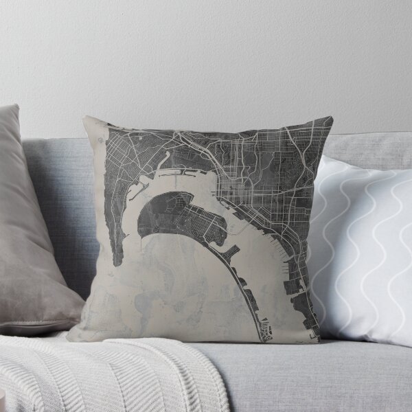 Item preview, San Diego California Gray Artistic Map designed and sold by Interpret108.