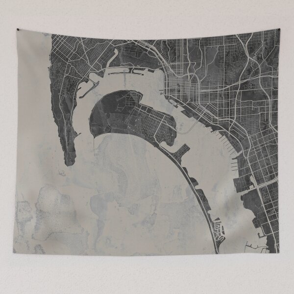 Item preview, San Diego California Gray Artistic Map designed and sold by Interpret108.
