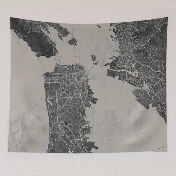 Item preview, San Francisco & Oakland CA Gray Artistic Map designed and sold by Interpret108.