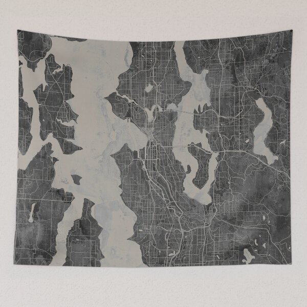 Item preview, Seattle Washington Gray Artistic Map designed and sold by Interpret108.