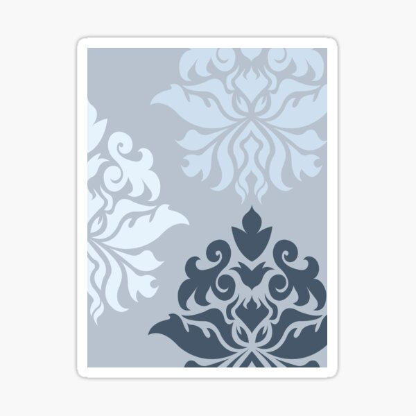 Ornate Damask Art I – Blues (A) Sticker
