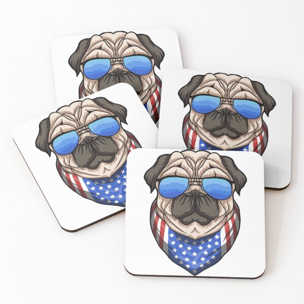 Item preview, Pañuelo de bandera de EE. UU.Pug dog designed and sold by sevenforArt.