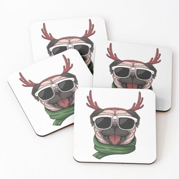 Item preview, Pug dog wearing a santa designed and sold by sevenforArt.