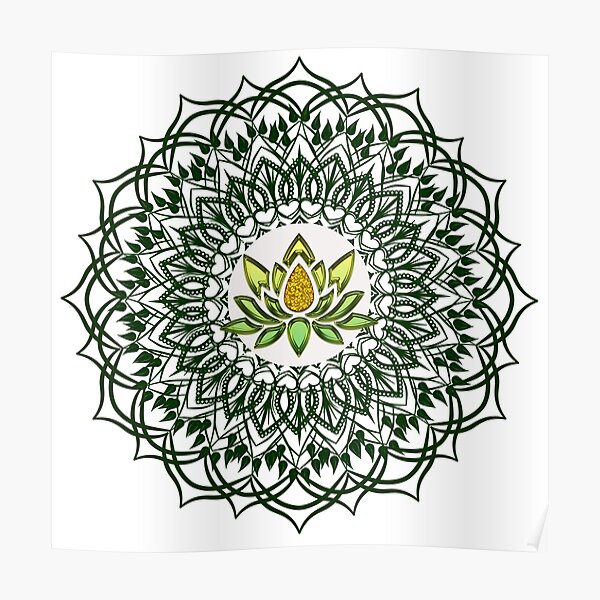 Beautiful Mandala with Lotus flower Poster