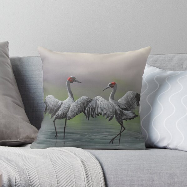Dance of the Brolgas Throw Pillow