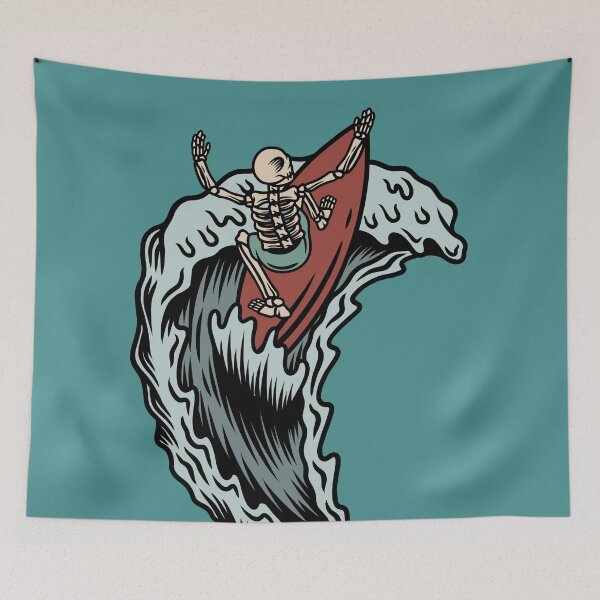 Item preview, Retro Surfing Skeleton Cartoon designed and sold by SLAG-Creative.