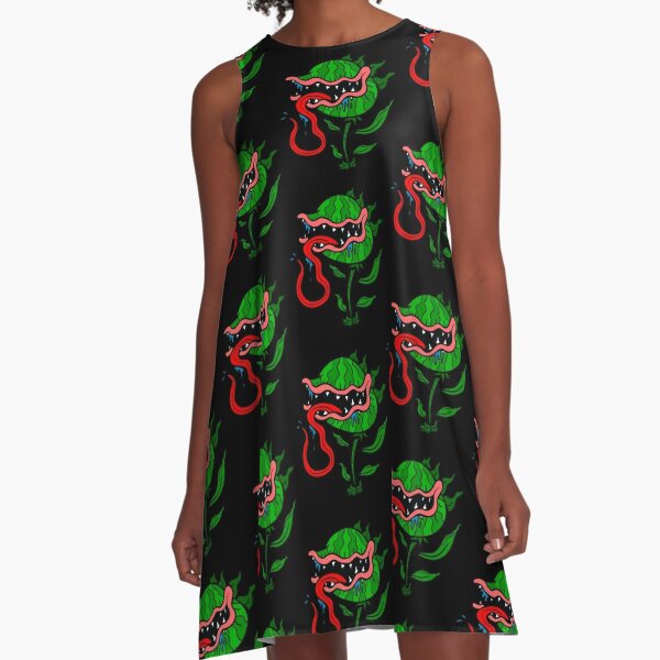 Gothic Floral Dress, Death Flowers Skater Dress, Spooky Tiki Tank Sun Dress,goth  Botanical Skull Fashion Little Black Dress,casual Witch Top 