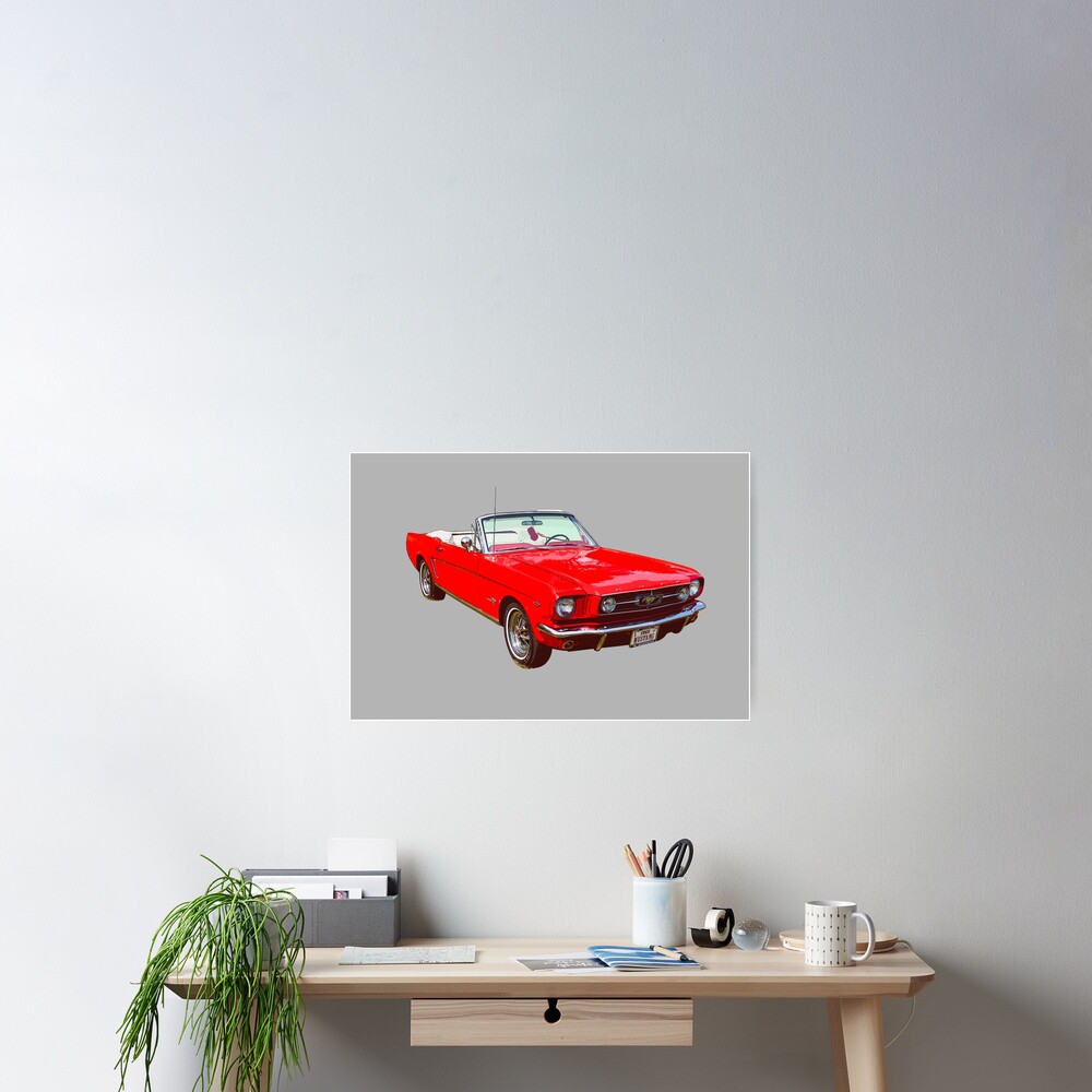 1965 Red Ford Mustang Convertible Poster