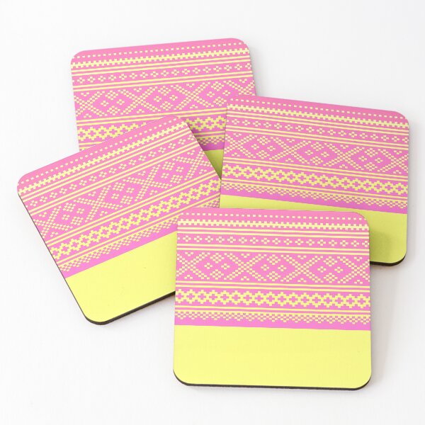 Item preview, norwegian knitting pattern from setesdal in pink and yellow designed and sold by weilertsen.