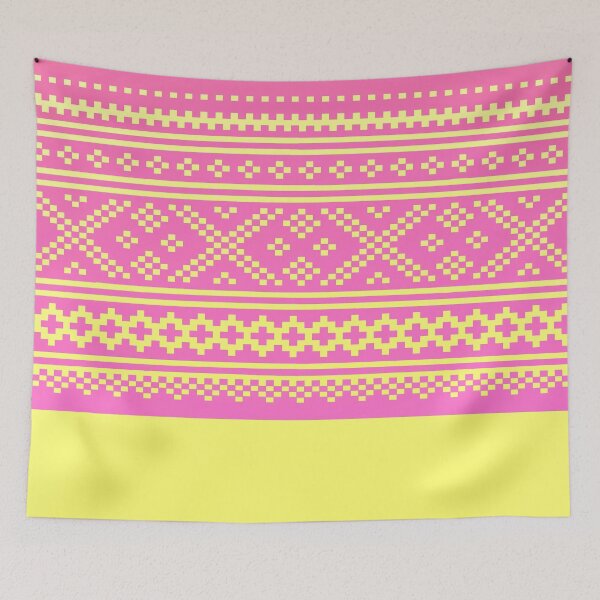 Item preview, norwegian knitting pattern from setesdal in pink and yellow designed and sold by weilertsen.