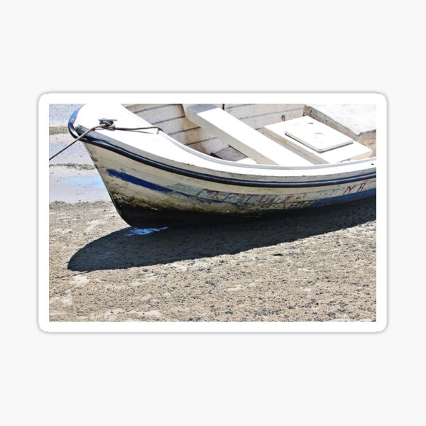 Beached Wooden Boat at Lowtide Sticker