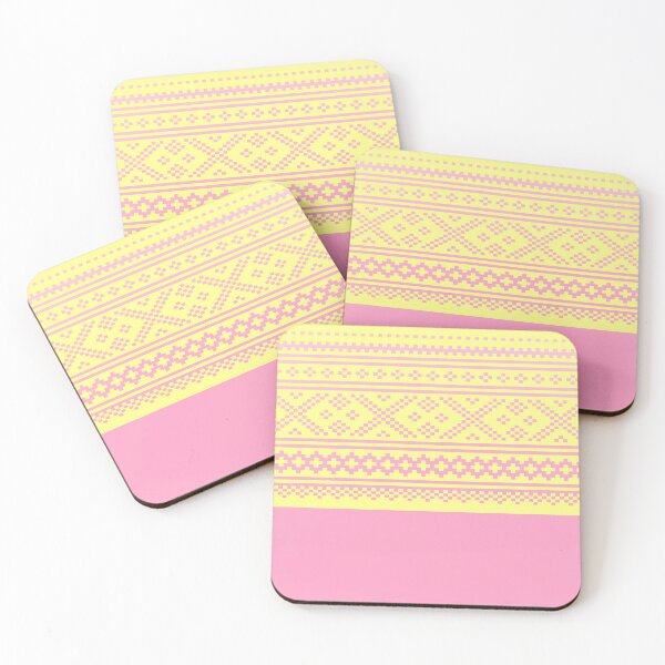 Item preview, norwegian knitting pattern from setesdal in pastel yellow and pink designed and sold by weilertsen.