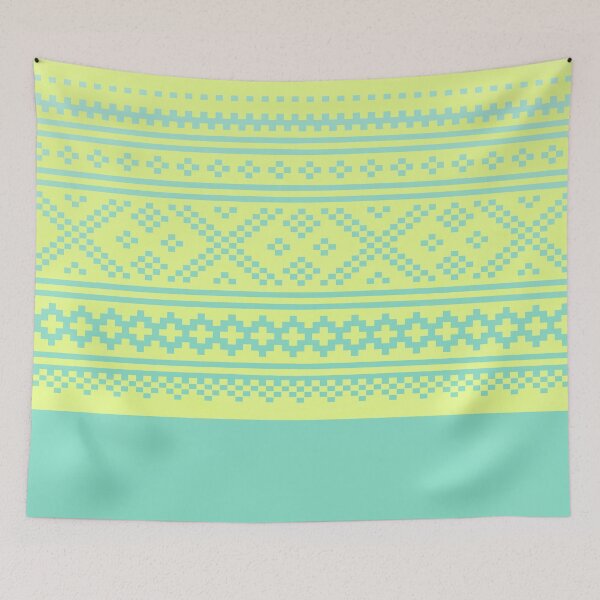 Item preview, norwegian knitting pattern from setesdal in pastel yellow and mint green designed and sold by weilertsen.